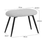 Πολυθρόνα με υποπόδιο Qarar μπουκλέ ύφασμα σε λευκή απόχρωση με μαύρα μεταλλικά πόδια - Image 11