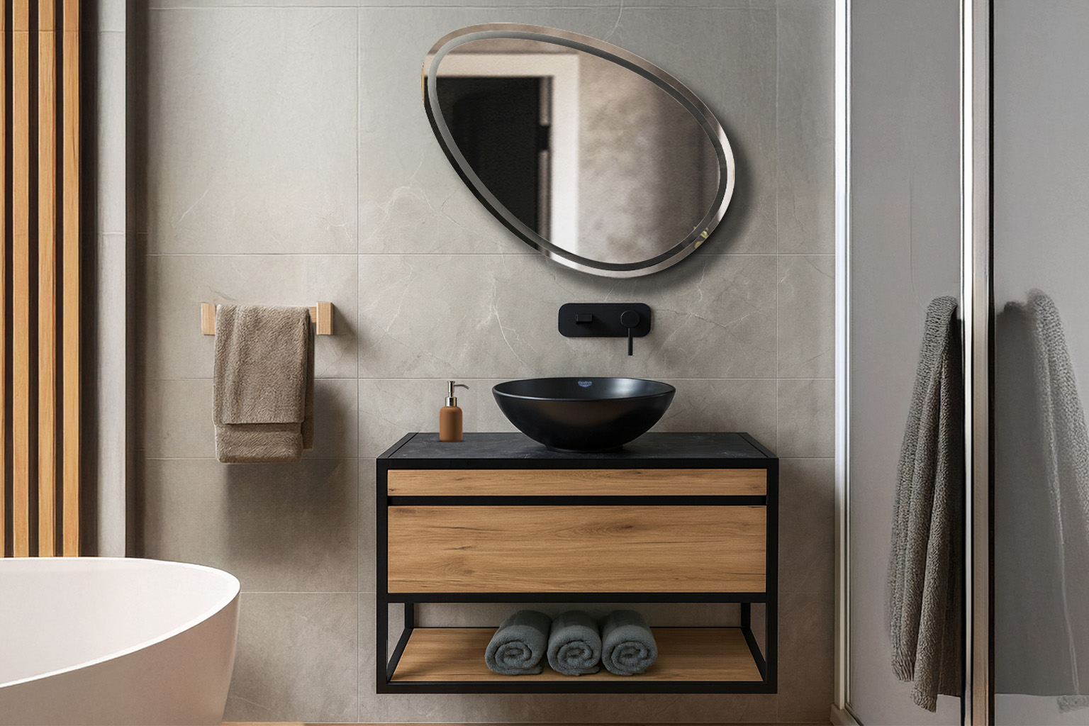 100 Rafi 5127 Moon K529 ΕΠΙΠΛΟ ΜΠΑΝΙΟΥ K529 CARTESIO 100 cm ΣΕ ΦΥΣΙΚΗ ΑΠΟΧΡΩΣΗ ΞΥΛΟΥ - Image 1