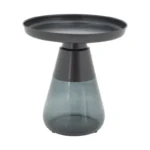 Βοηθητικό τραπέζι Kunlo μαύρο μέταλλο-μαύρο γυαλί - Image 5