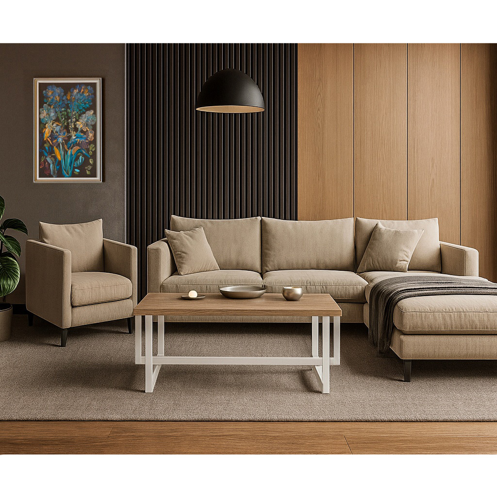 1024_Ernest 5194 ΤΡΑΠΕΖΙ ΣΑΛΟΝΙΟΥ ERNEST ΣΕ ΑΠΟΧΡΩΣΗ ΑΝΟΙΧΤΟΥ ΞΥΛΟΥ ΚΑΙ ΑΣΠΡΗ ΜΕΤΑΛΛΙΚΗ ΒΑΣΗ - Image 1