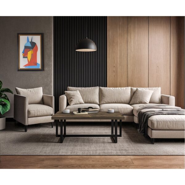 ΤΡΑΠΕΖΙ ΣΑΛΟΝΙΟΥ ERNEST ΣΕ ΣΚΟΥΡΟ ΚΑΦΕ ΧΡΩΜΑ ΞΥΛΟΥ ΚΑΙ ΜΑΥΡΗ ΜΕΤΑΛΛΙΚΗ ΒΑΣΗ