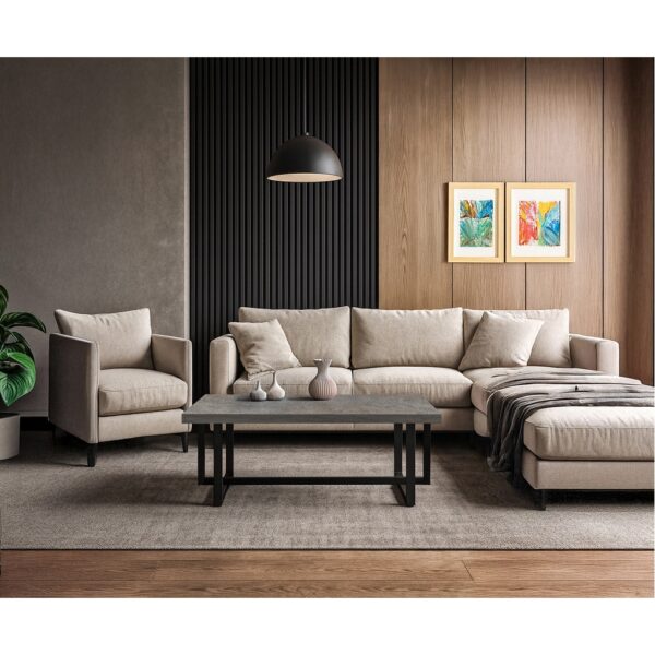 ΤΡΑΠΕΖΙ ΣΑΛΟΝΙΟΥ ERNEST ΜΕ ΟΨΗ ΤΣΙΜΕΝΤΟΥ ΣΕ ΣΚΟΥΡΟ ΧΡΩΜΑ ΚΑΙ ΜΑΥΡΗ ΜΕΤΑΛΛΙΚΗ ΒΑΣΗ