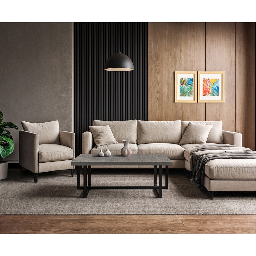 1024_Ernest K540 ΤΡΑΠΕΖΙ ΣΑΛΟΝΙΟΥ ERNEST ΜΕ ΟΨΗ ΤΣΙΜΕΝΤΟΥ ΣΕ ΣΚΟΥΡΟ ΧΡΩΜΑ ΚΑΙ ΜΑΥΡΗ ΜΕΤΑΛΛΙΚΗ ΒΑΣΗ - Image 1