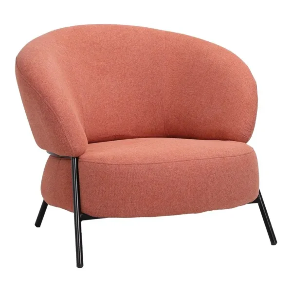 Πολυθρόνα Jennie ύφασμα σε κεραμιδι απόχρωση με μαύρα μεταλλικά πόδια