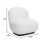 Πολυθρόνα Rosalie μπουκλέ ύφασμα σε ανθρακί απόχρωση με μαύρη βάση - Image 6