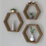 Ραφιέρα τοίχου Valis τριών τεμαχίων χρώμα καρυδί - Image 3