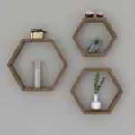 Ραφιέρα τοίχου Valis τριών τεμαχίων χρώμα καρυδί - Image 4