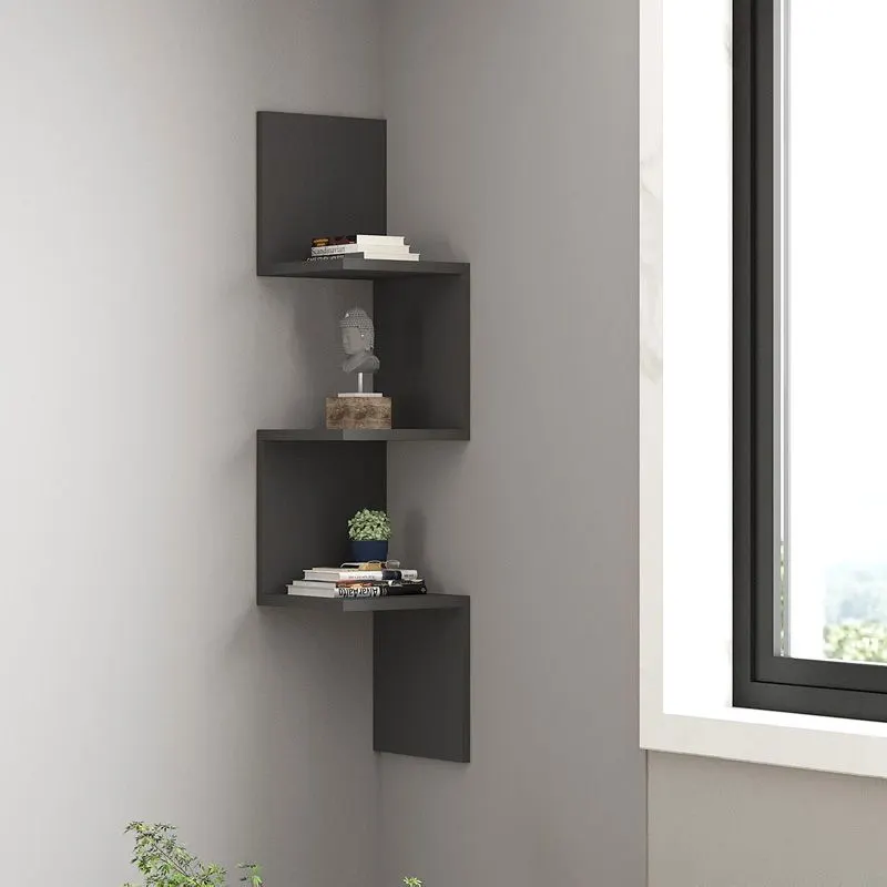 120-000560 Ραφιέρα γωνιακή τοίχου Insta σε ανθρακί απόχρωση - Image 1