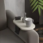 Βοηθητικό τραπεζάκι Linea σε απόχρωση κρέμα με μαύρα μεταλλικά πόδια - Image 2