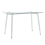 Τραπέζι QUANA γυάλινο 8χιλ διάφανο - λευκό πόδι 120x70x75εκ
