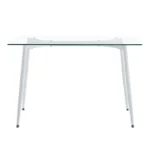 Τραπέζι QUANA γυάλινο 8χιλ διάφανο - λευκό πόδι 120x70x75εκ - Image 2