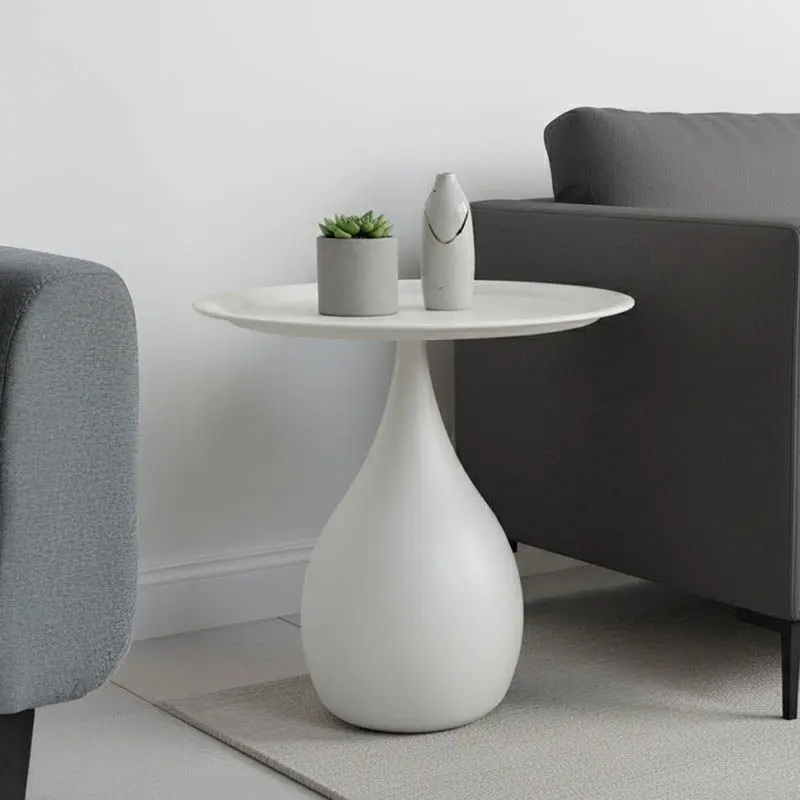 128-000062 Βοηθητικό τραπέζι Samino μέταλλο σε κρεμ απόχρωση - Image 1