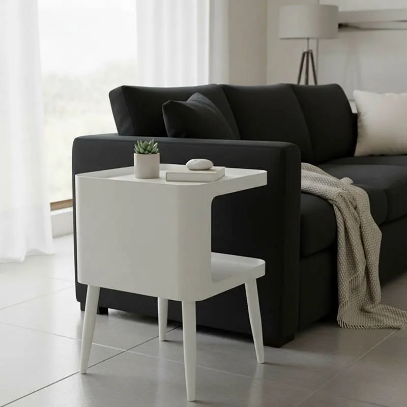 128-000066 Βοηθητικό τραπέζι Cubino μέταλλο σε κρεμ απόχρωση - Image 1