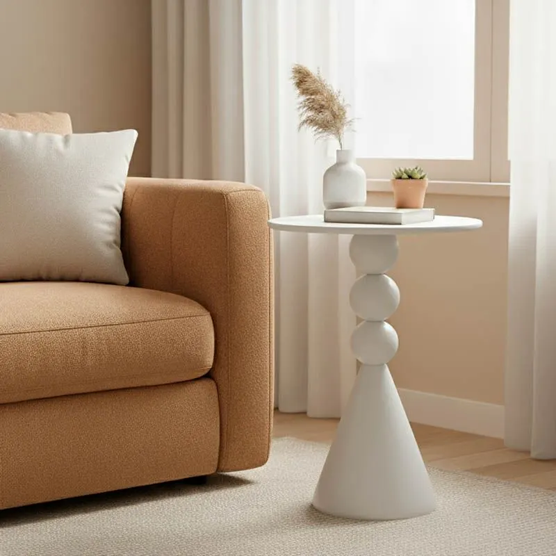 128-000069 Βοηθητικό τραπέζι Bilane μέταλλο σε κρεμ απόχρωση - Image 1