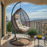 Κούνια Zafer μέταλλο-pp καφέ-μαξιλάρι μπεζ - Image 8