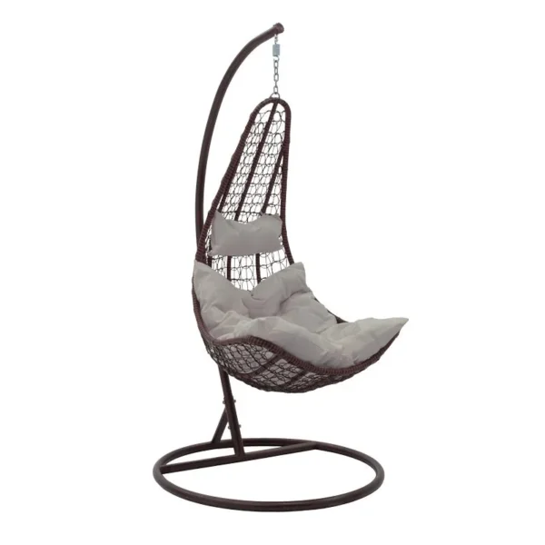 Κούνια Soleil κρεμαστή μέταλλο καφέ-pp καφέ-μαξιλάρι μπεζ