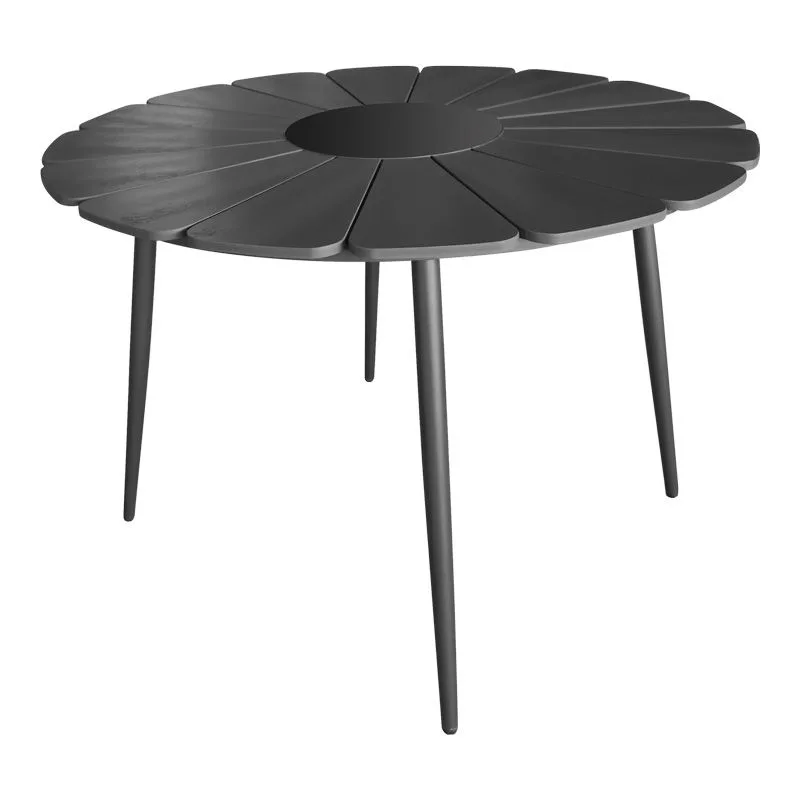 152-000088 Τραπέζι Pinap μαύρο αλουμίνιο και plywood σε μαύρη απόχρωση - Image 1