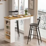 Τραπέζι μπαρ Riff λευκό-oak 120x51.5x101.5εκ - Image 3