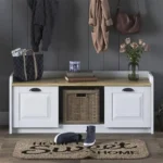 Έπιπλο εισόδου-παπουτσοθήκη Arthur 8 ζευγών λευκό-καρυδί - Image 4