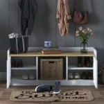 Έπιπλο εισόδου-παπουτσοθήκη Arthur 8 ζευγών λευκό-καρυδί - Image 3