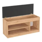 Έπιπλο εισόδου σκαμπό-παπουτσοθήκη Oriental σε oak απόχρωση - Image 3