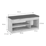 Έπιπλο εισόδου σκαμπό-παπουτσοθήκη Oriental σε oak απόχρωση - Image 6