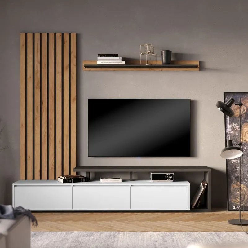 192-000037 Σύνθετο σαλονιού Claironse σε φυσική απόχρωση-ανθρακί-ανοιχτό γκρι - Image 1