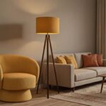 Φωτιστικό δαπέδου PWL-1059 Ε27 καρυδί-κίτρινο - Image 2