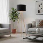 Φωτιστικό δαπέδου PWL-1060 Ε27 φυσικό-μαύρο - Image 2