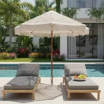 Ομπρέλα Brilie ξύλο-μακραμέ Φ2.70x2.60 m εκρού - Image 2