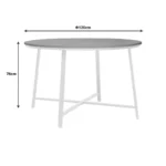 Τραπέζι Gianno μελαμίνη σε φυσική απόχρωση και πόδι λευκό μέταλλο Φ120x76εκ - Image 4