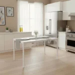 Τραπέζι Chan μελαμίνη σε λευκή απόχρωση κα πόδι λευκό μεταλλικό 120x75x75εκ - Image 2