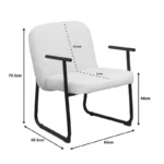 Πολυθρόνα Vindor ύφασμα σε κρεμ απόχρωση με μαύρο μεταλλικό πόδι - Image 2