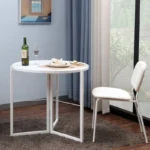 Τραπέζι πτυσσόμενο Talen σε λευκή απόχρωση Φ80x74εκ - Image 2