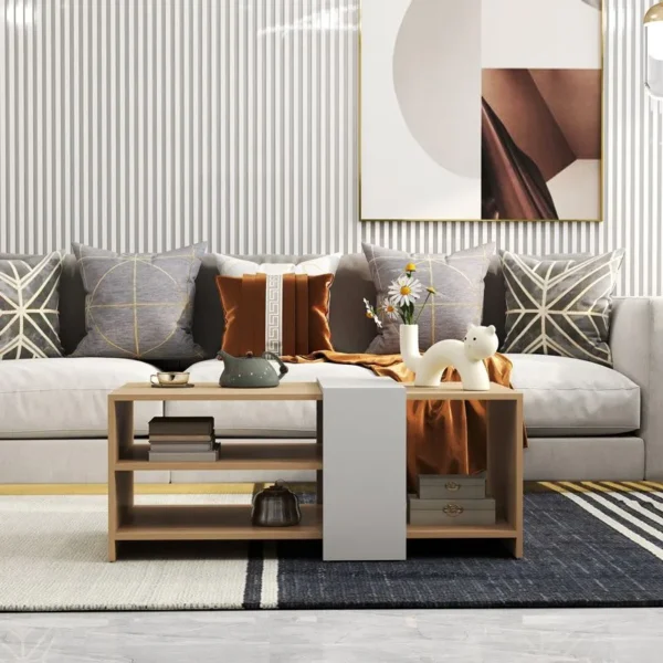 Τραπέζι σαλονιού Cozeto σε φυσική-λευκή απόχρωση