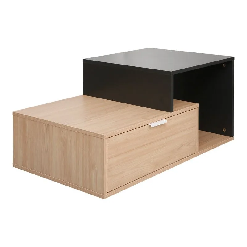 225-000071 Τραπέζι σαλονιού Vople σε φυσική με ανθρακί απόχρωση - Image 1