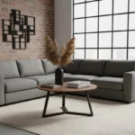 Τραπέζι σαλονιού Berton σε καρυδί απόχρωση με μαύρο μέταλλο