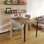 Τραπέζι Faragio μέταλλο σε φυσική απόχρωση με μαύρα μεταλλικά πόδια 120x75x75εκ - Image 2