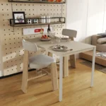 Τραπέζι Faragio μέταλλο σε μπεζ απόχρωση με γκρι μεταλλικά πόδια 120x75x75εκ - Image 2