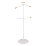 Καλόγερος ρούχων Jolma μέταλλο-ξύλο σε λευκή απόχρωση