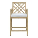 Σκαμπό μπαρ Amalfi μασίφ ξύλο ακακίας-μπεζ ύφασμα - Image 5