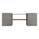 Τραπέζι σαλονιού Morfi πολυμορφικό 3τεμ σε oak-μπεζ μαρμάρου απόχρωση - Image 5