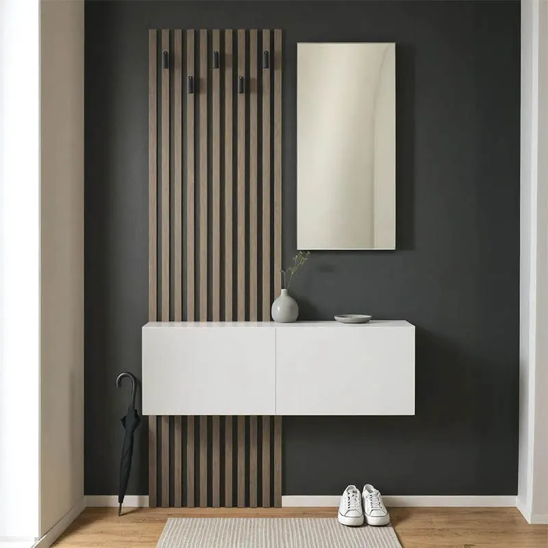 230-000089 Έπιπλο εισόδου με καθρέπτη Arika σε λευκό-sonoma απόχρωση - Image 1