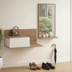 Έπιπλο εισόδου με καθρέπτη Miranda σε λευκή-oak απόχρωση