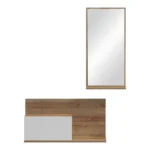 Έπιπλο εισόδου με καθρέπτη Miranda σε λευκή-oak απόχρωση - Image 3