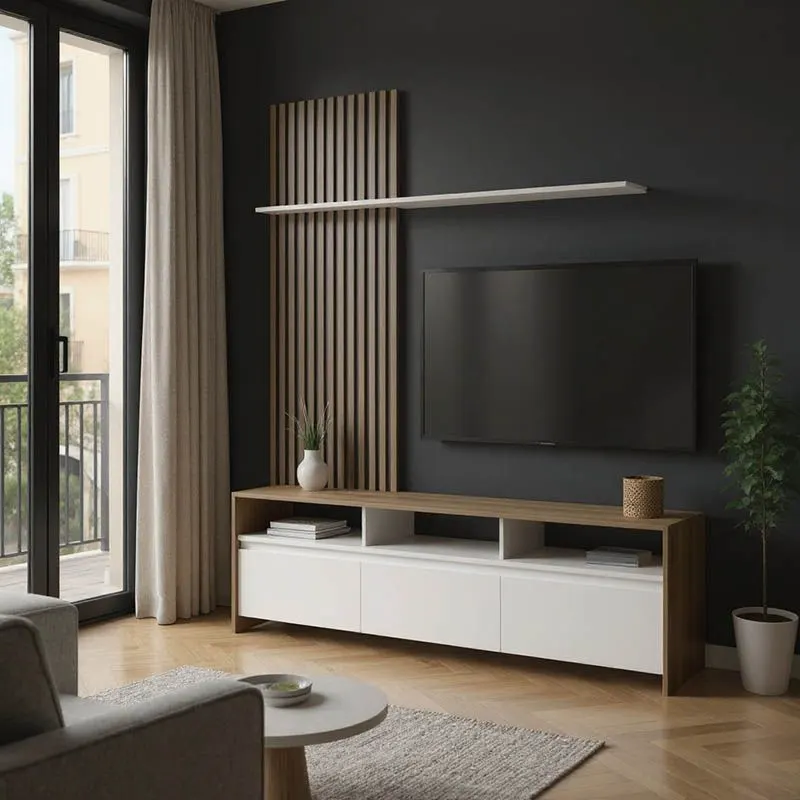 230-000103 Σύνθετο σαλονιού Delfina σε sonoma με λευκή απόχρωση - Image 1