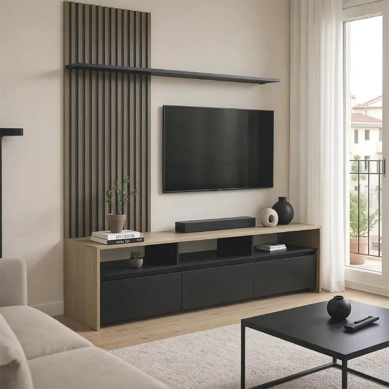 230-000104 Σύνθετο σαλονιού Delfina σε sonoma με μαύρη απόχρωση - Image 1