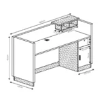 Γραφείο reception επαγγελματικό Oscar καρυδί-ανθρακί - Image 3