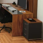 Συρταριέρα επαγγελματική τροχήλατη Oscar 3ων συρταριών καρυδί-ανθρακί 40x48x63εκ - Image 3