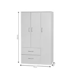 Ντουλάπα ρούχων τρίφυλλη Zelia με 2 συρτάρια χρώμα wenge - Image 4